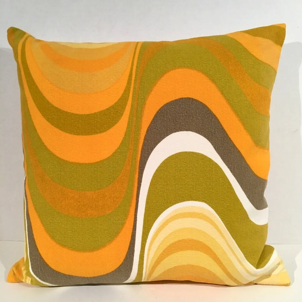 1960’s “Frequency” fabric by B. Brown Pillow with Down/Feather Insert